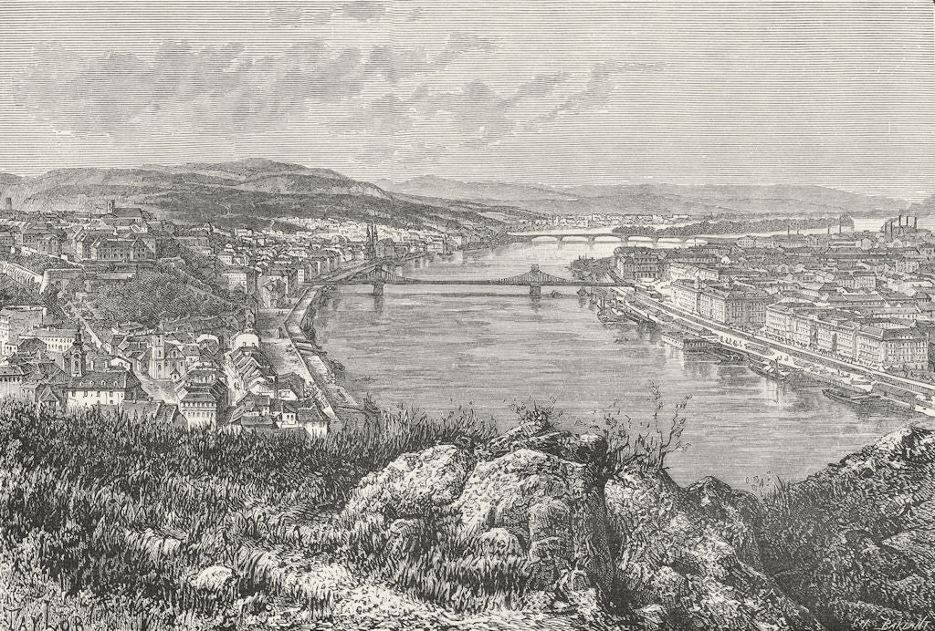 HUNGARY. Budapest, Gellerthegy c1885 old antique vintage print picture